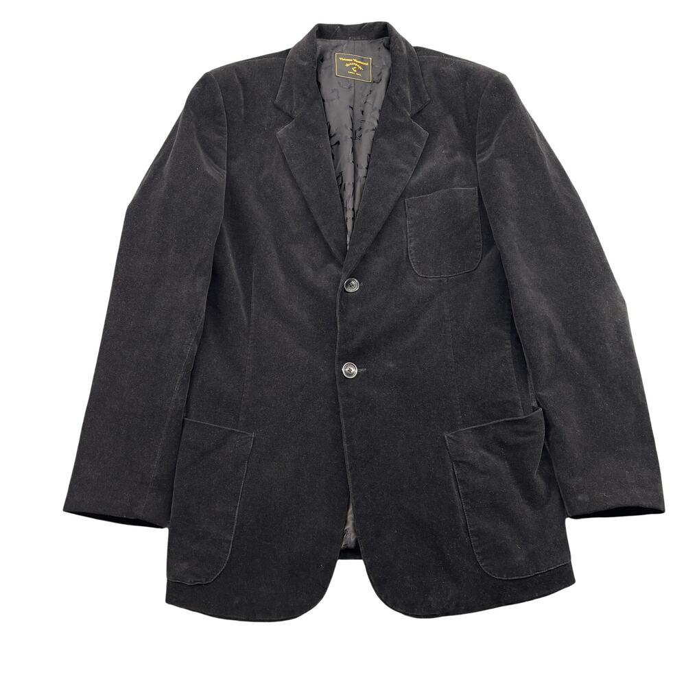 Vintage Vivienne Westwood Anglomania Black Velvet Suit Jacket Blazer Women's 16